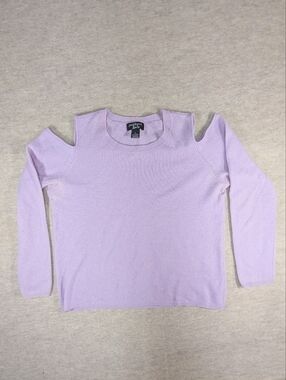 Peck & Peck 2 Ply Cashmere Lavender Light Purple Sweater Open Shoulder Sz Large